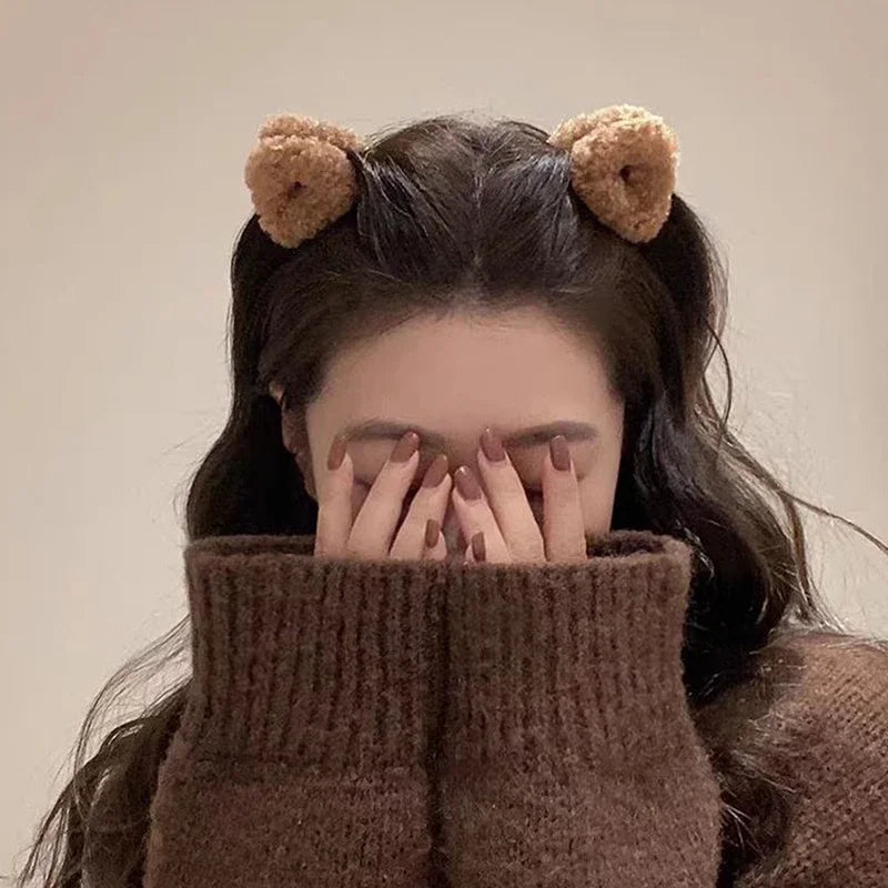 2pcs Cute Cat Ear Plush Hair Clip Small Fluffy Hair Claw Lovely Women Hairpin Fashion Headwear For Girls Hair Accessories